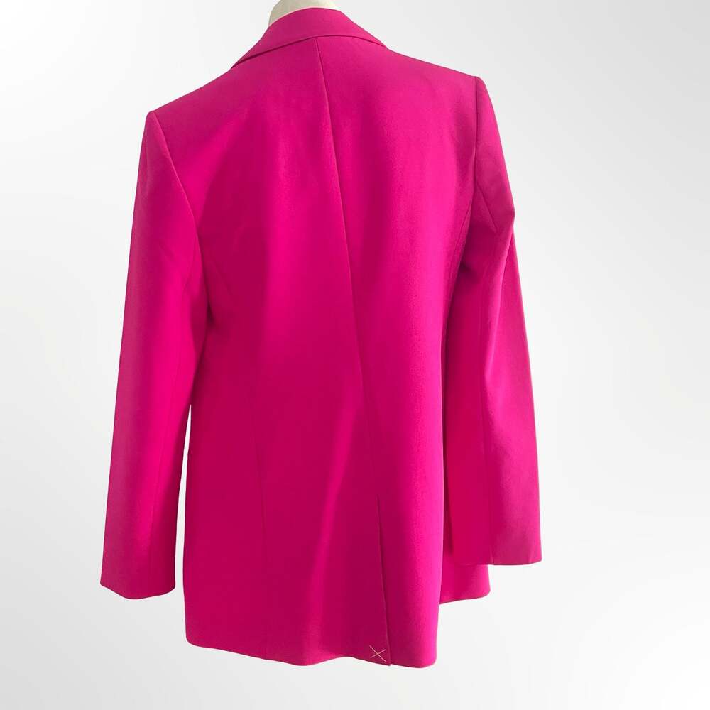 Express Editor One-Button Tailored Blazer in Fuchsia - Picture 3 of 4